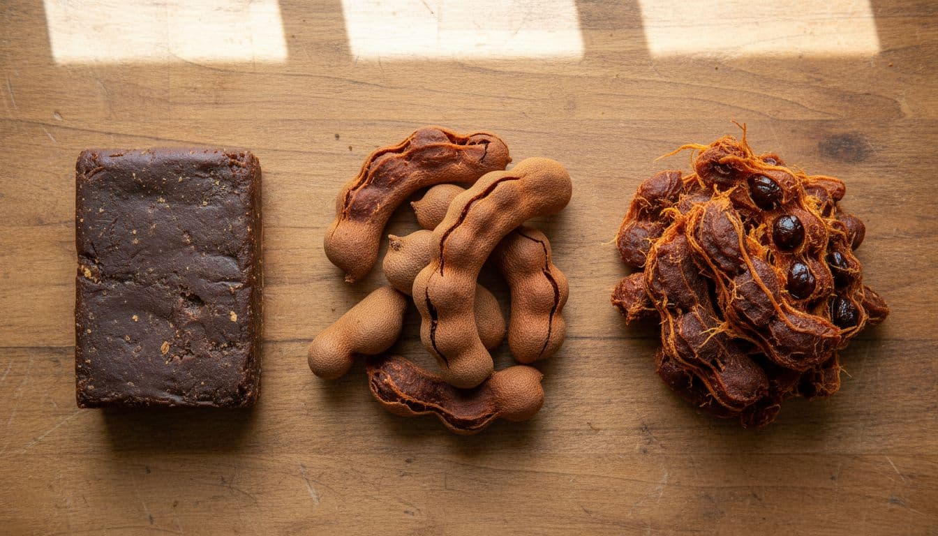 Different varieties of tamarind placed on a kitchen window.